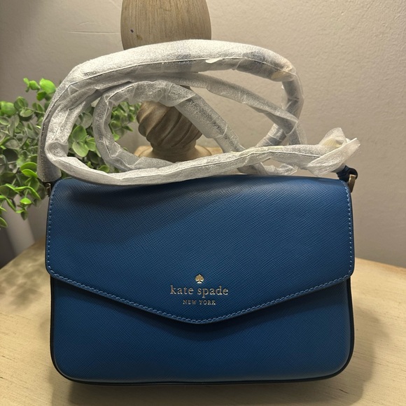 Kate Spade Sadie Envelope Blue Leather Crossbody Bag - Picture 6 of 8